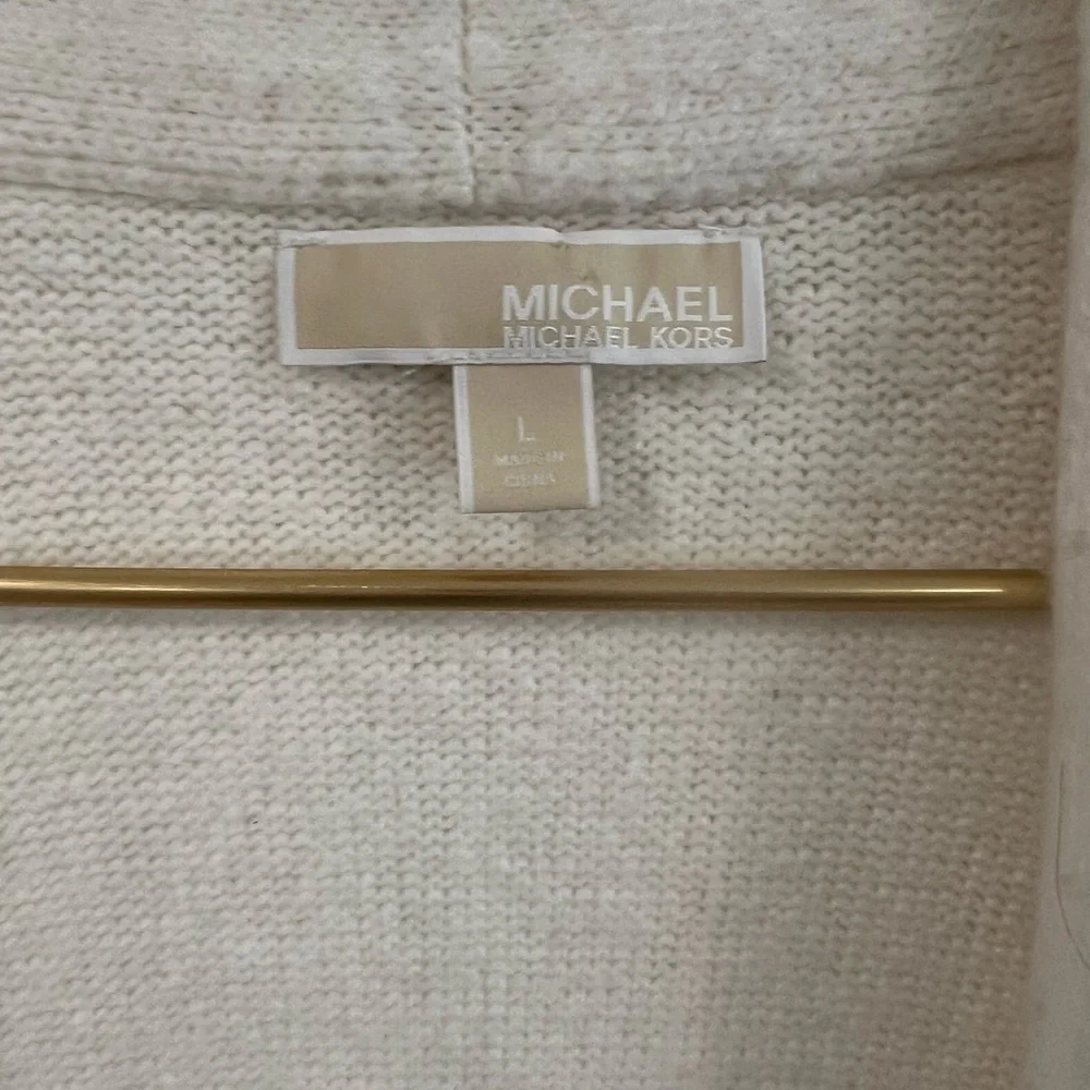 Michael Kors Color Block Open Front Cardigan Soft Cozy Striped